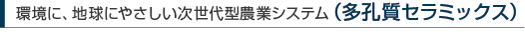 環境に、地球にやさしい次世代型農業システム（多孔質セラミックス）